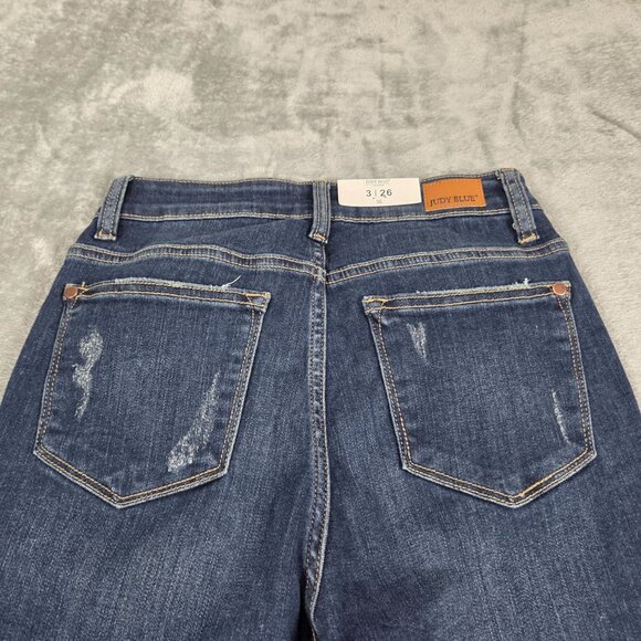 Judy Blue Jeans Womens 26 Skinny Fit Distressed Raw Hem Stretch Denim NEW - Picture 6 of 10